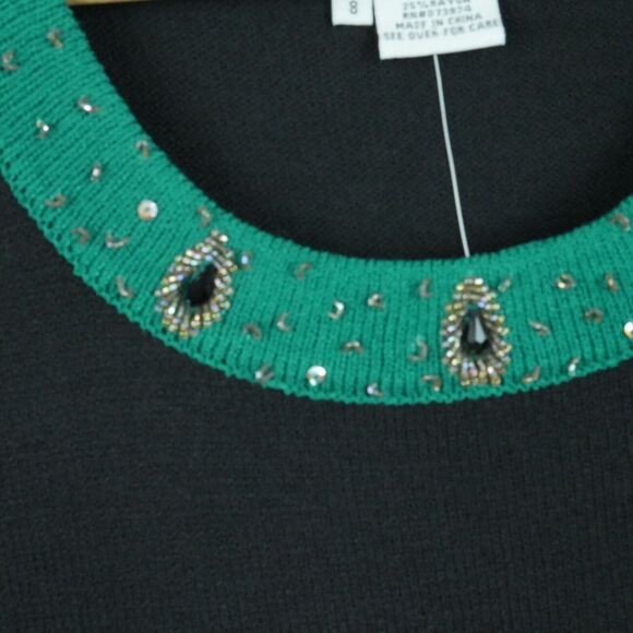 Toula Size 8 Shell Top Knit Beaded Embellished Wool Blend Elegant Classic Career - Picture 2 of 5